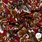 Crêpe de viscose feuilles bordeaux