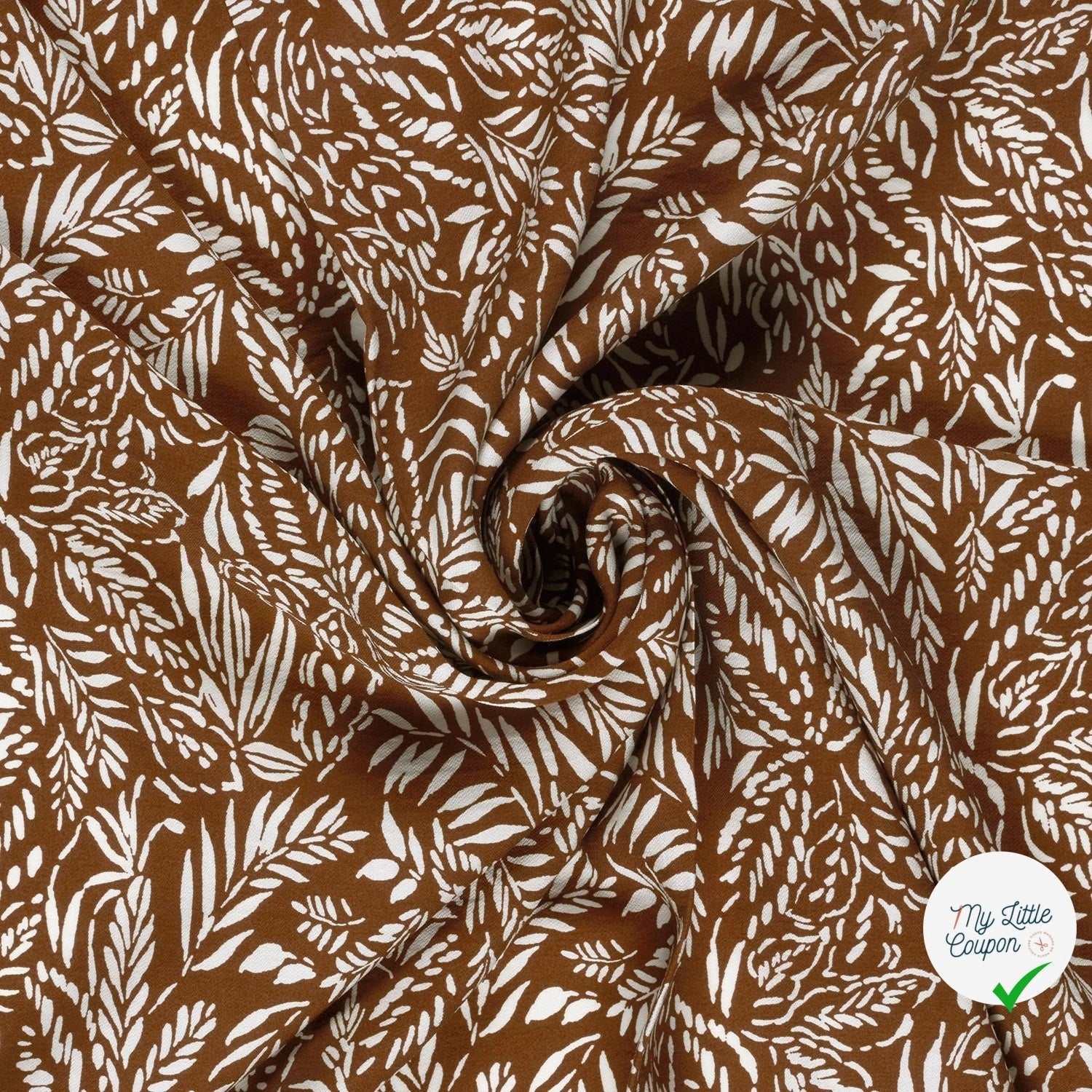 Crêpe de viscose feuilles marron