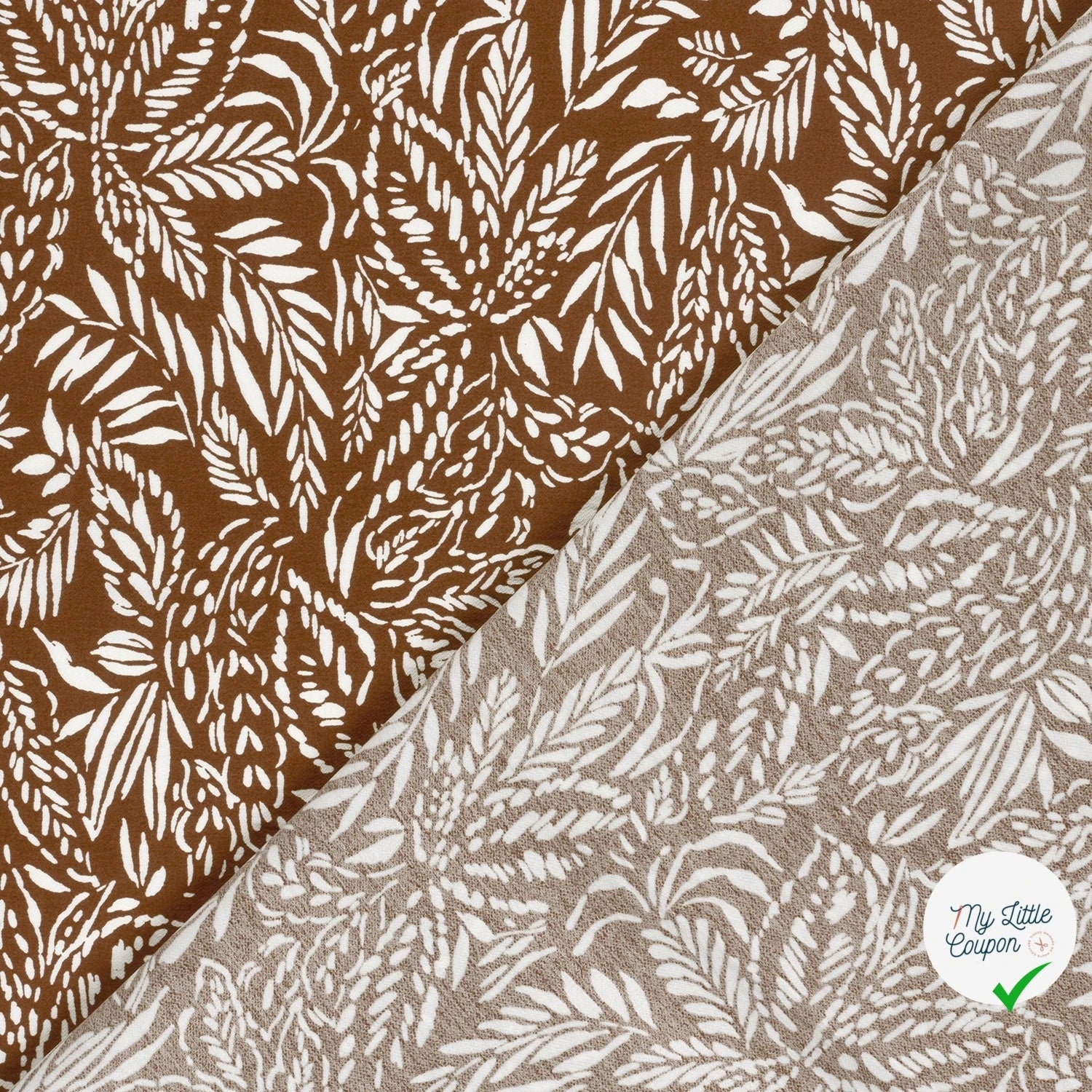 Crêpe de viscose feuilles marron