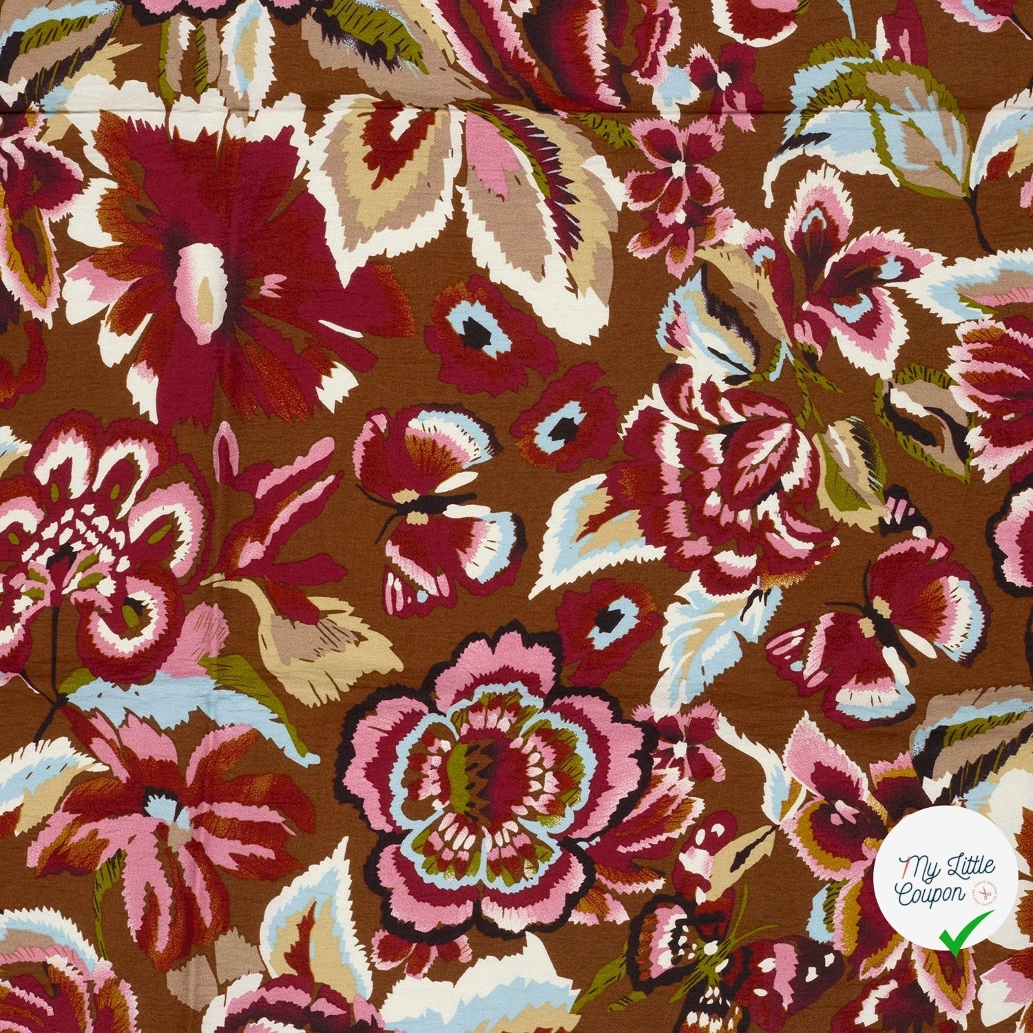 Crêpe de viscose feuilles marron
