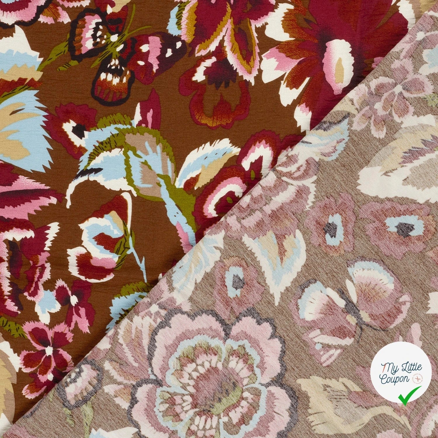 Crêpe de viscose feuilles marron
