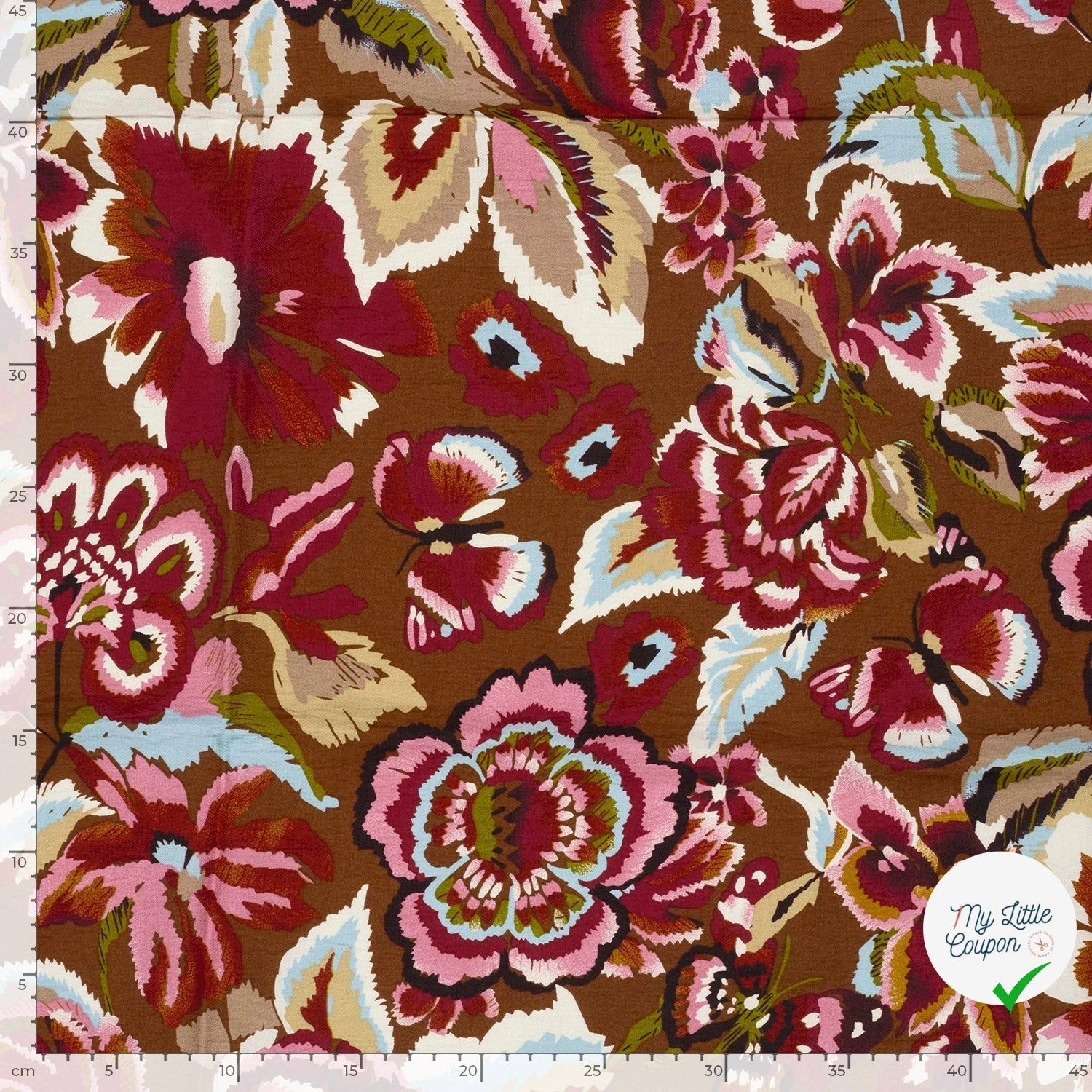 Crêpe de viscose feuilles marron