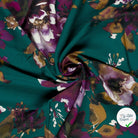 Crêpe de viscose fleurs bleu canard