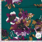 Crêpe de viscose fleurs bleu canard