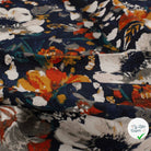Crêpe de viscose fleurs bleu marine