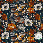 Crêpe de viscose fleurs bleu marine