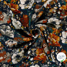 Crêpe de viscose fleurs bleu marine