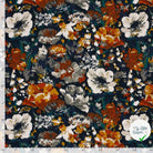 Crêpe de viscose fleurs bleu marine