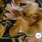 Crêpe de viscose fleurs bleu marine