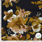 Crêpe de viscose fleurs bleu marine