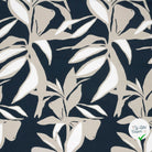 Crêpe de viscose fleurs bleu marine