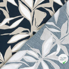 Crêpe de viscose fleurs bleu marine