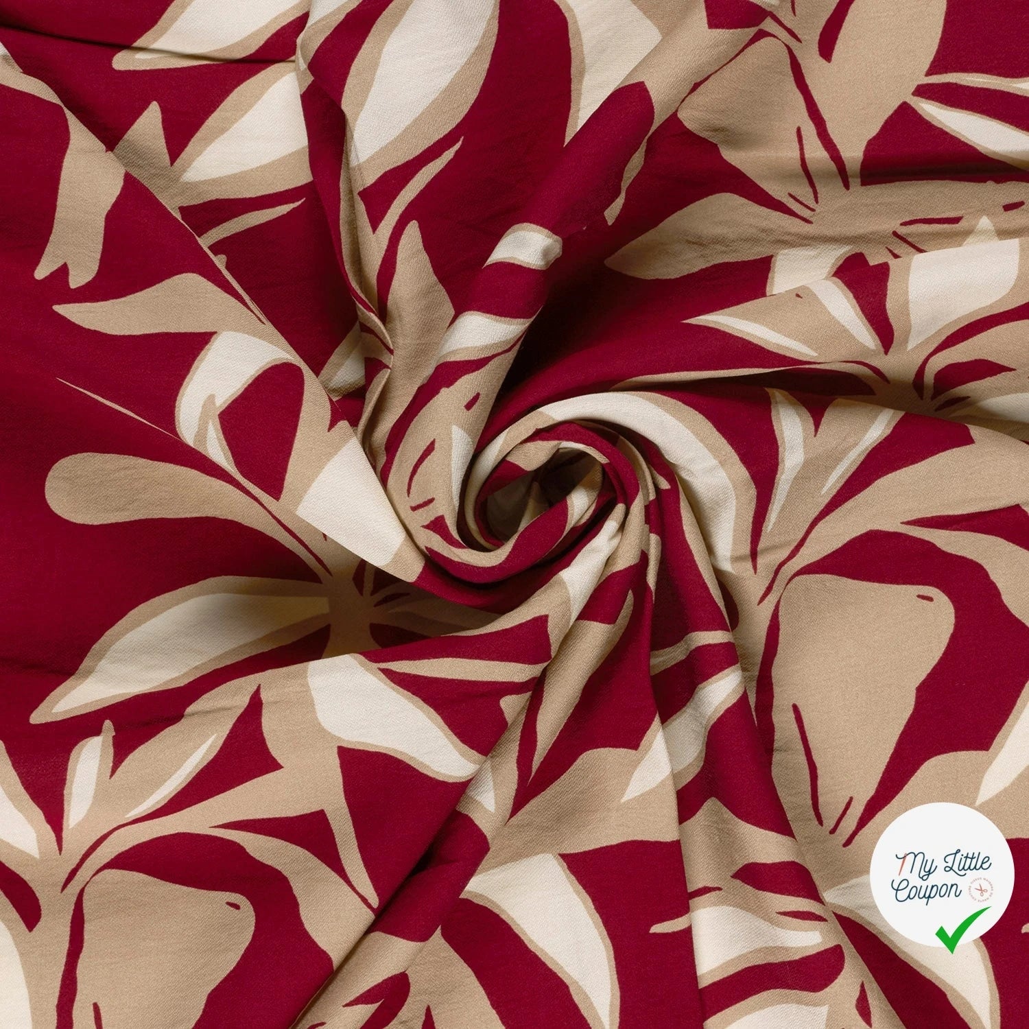 Crêpe de viscose fleurs bordeaux