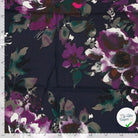 Crêpe de viscose fleurs indigo foncé