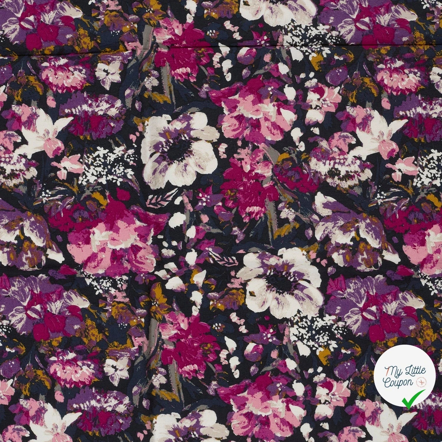 Crêpe de viscose fleurs magenta