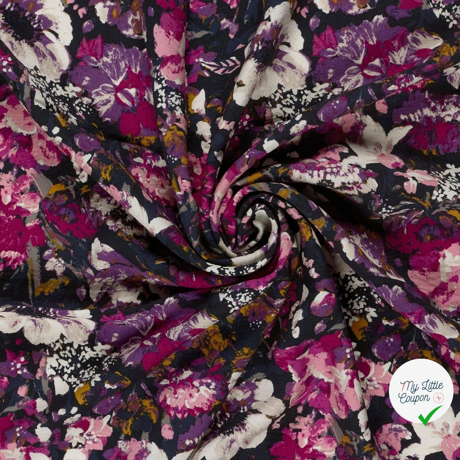 Crêpe de viscose fleurs magenta