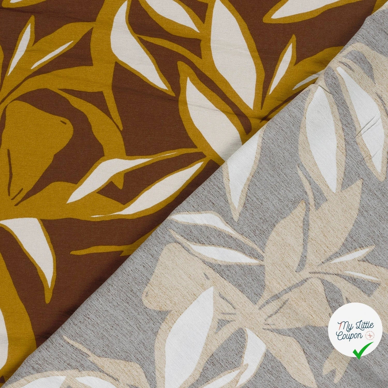 Crêpe de viscose fleurs marron