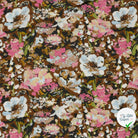 Crêpe de viscose fleurs marron
