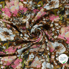 Crêpe de viscose fleurs marron