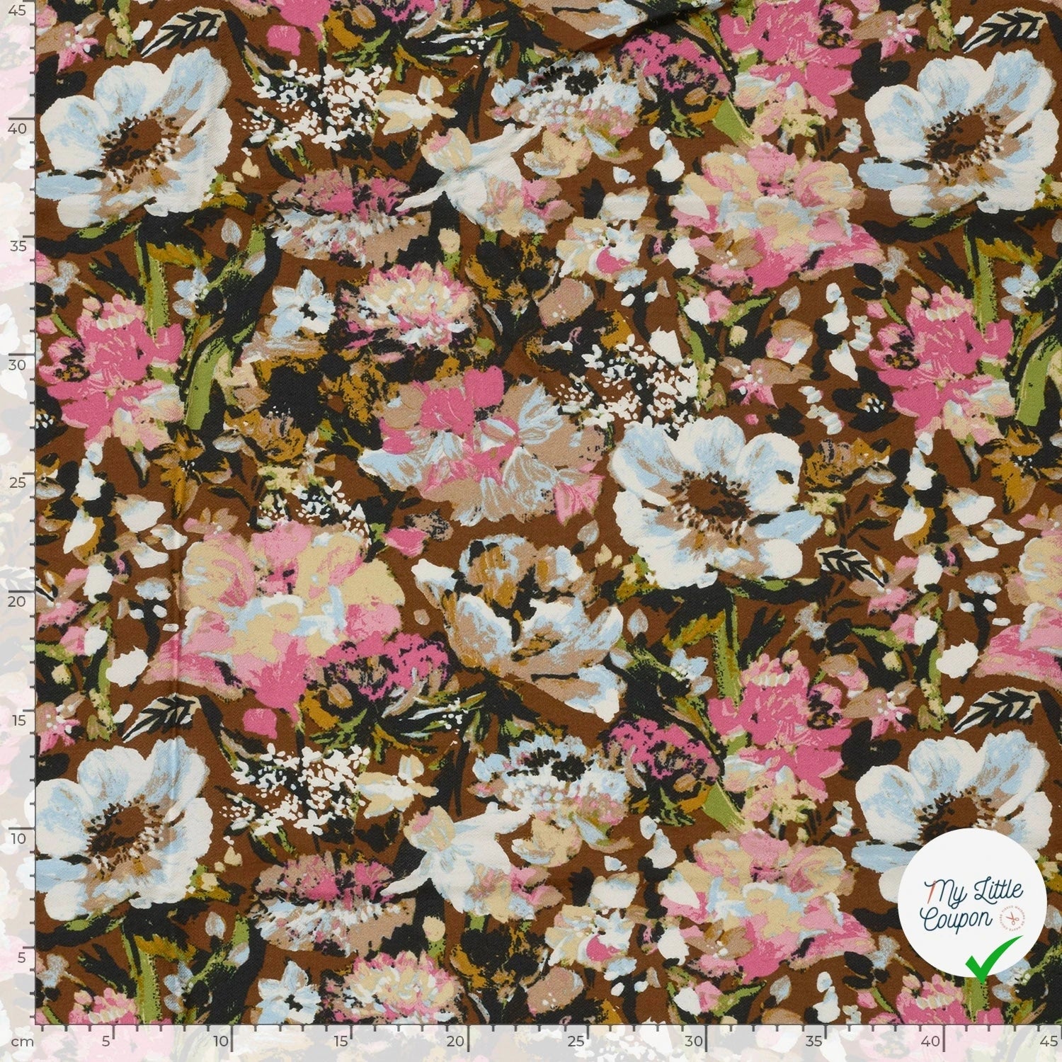 Crêpe de viscose fleurs marron