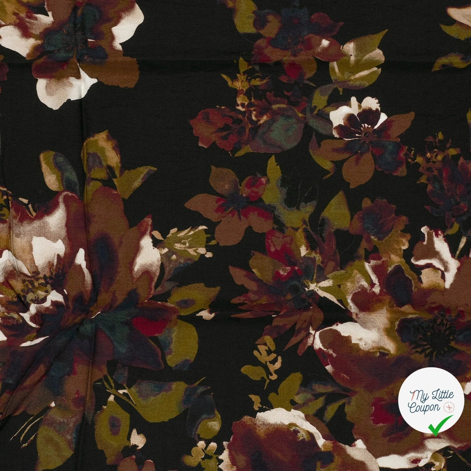 Crêpe de viscose fleurs noir