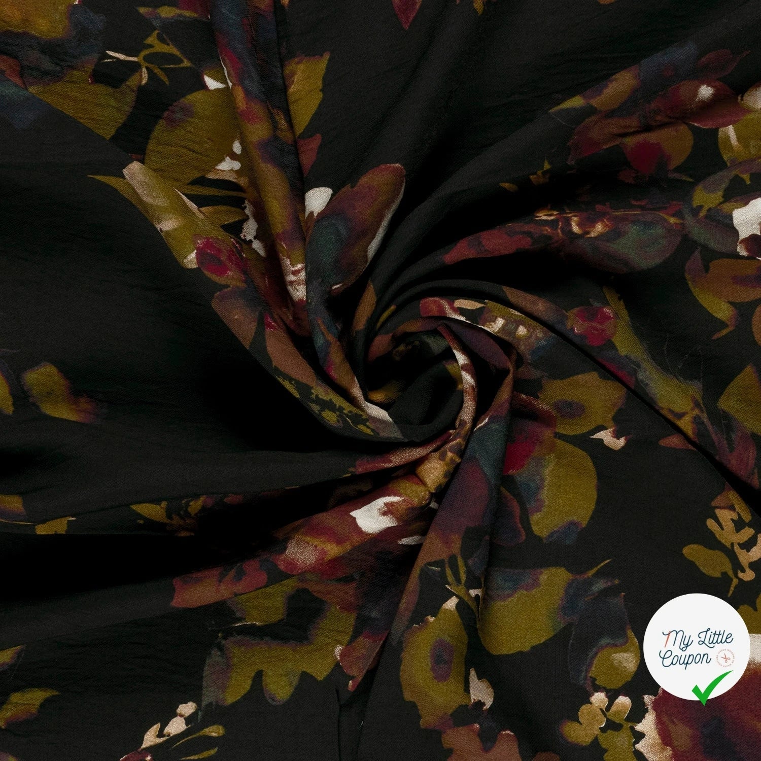Crêpe de viscose fleurs noir