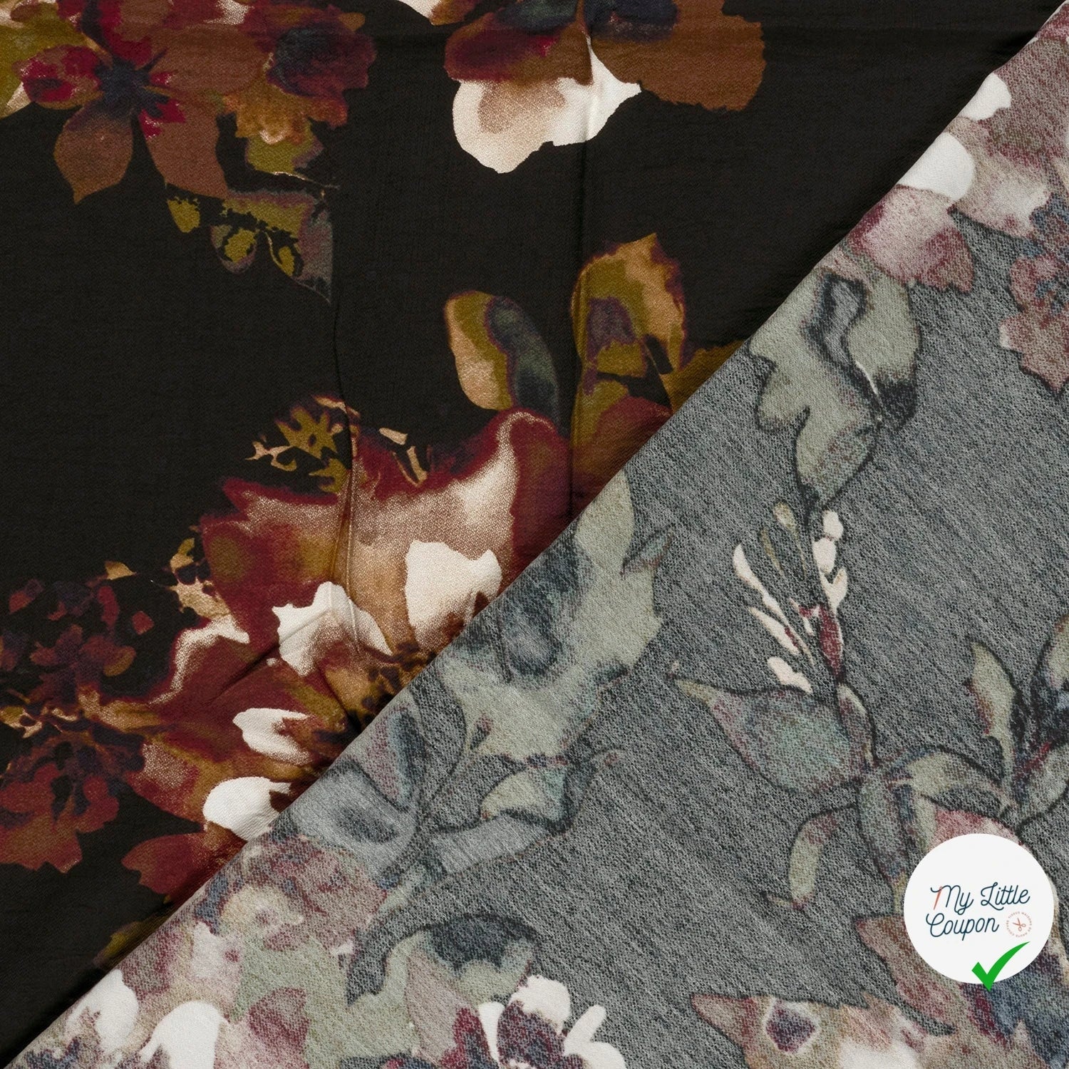 Crêpe de viscose fleurs noir