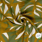 Crêpe de viscose fleurs vert kaki