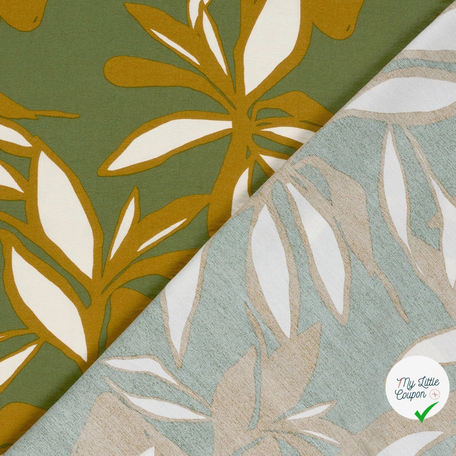 Crêpe de viscose fleurs vert kaki