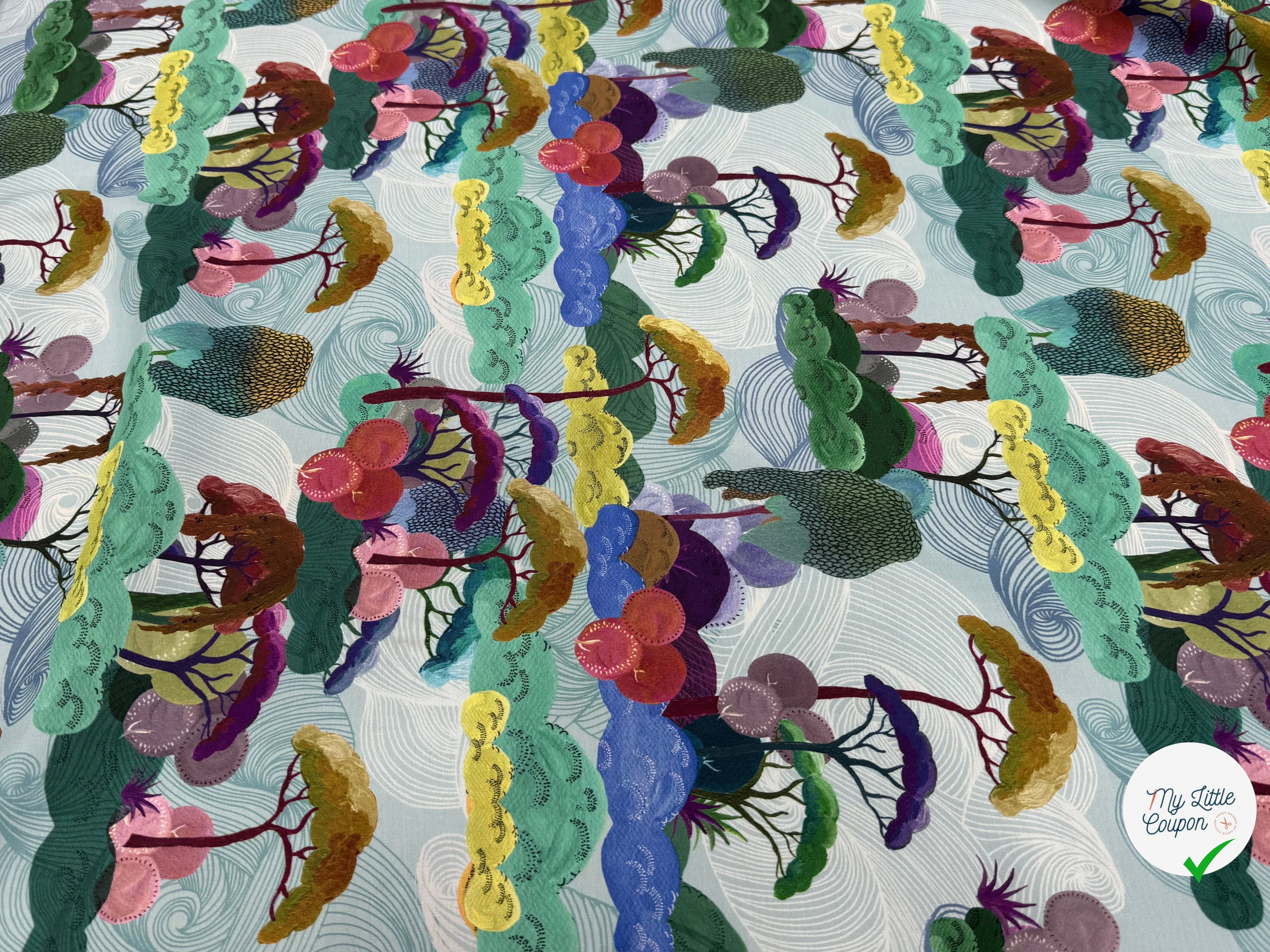 CREPE DE VISCOSE IMPRIMÉ GRAPHIQUE MULTICOLORE FANTASY JAPON - My Little Coupon