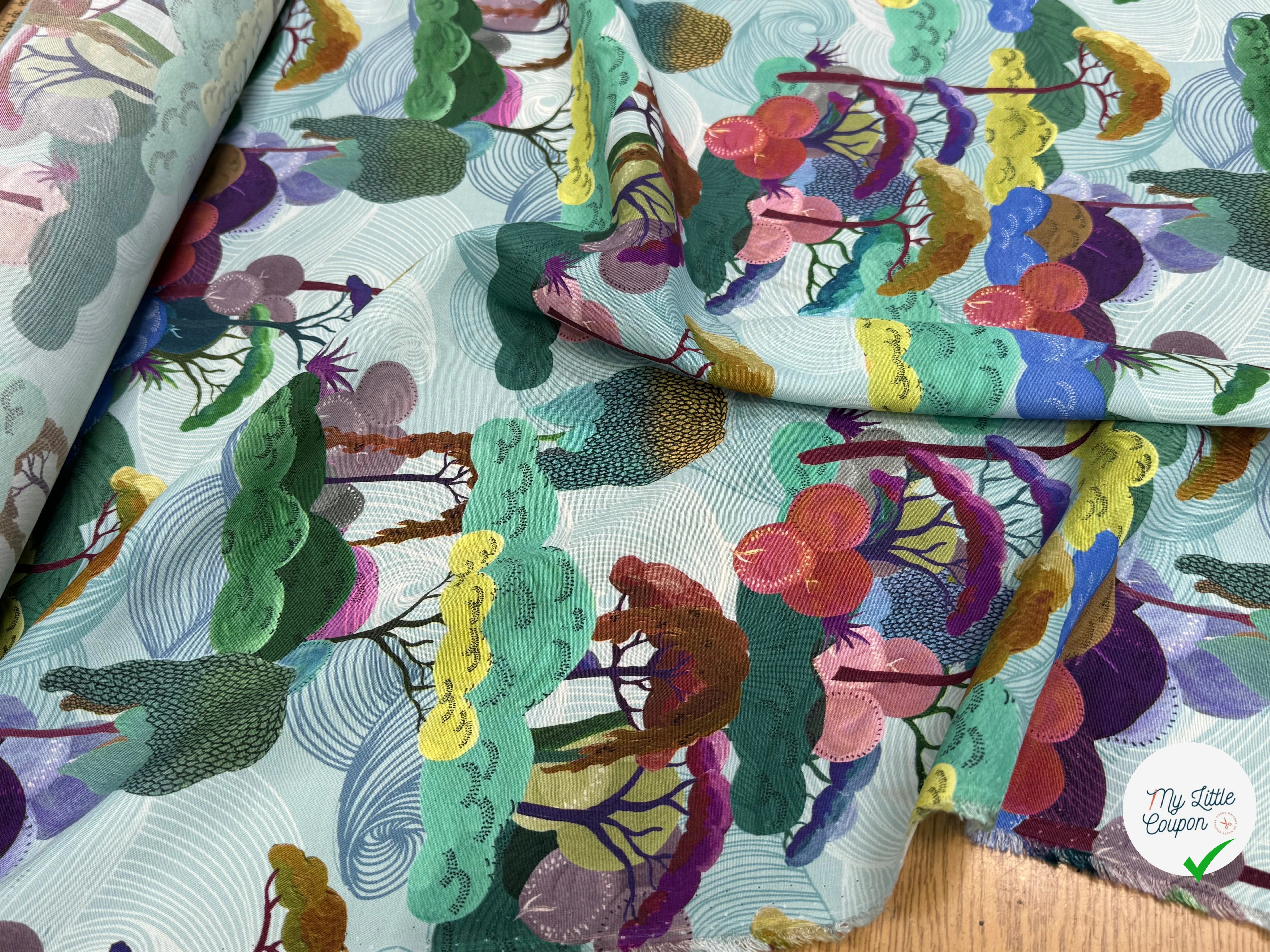 CREPE DE VISCOSE IMPRIMÉ GRAPHIQUE MULTICOLORE FANTASY JAPON - My Little Coupon
