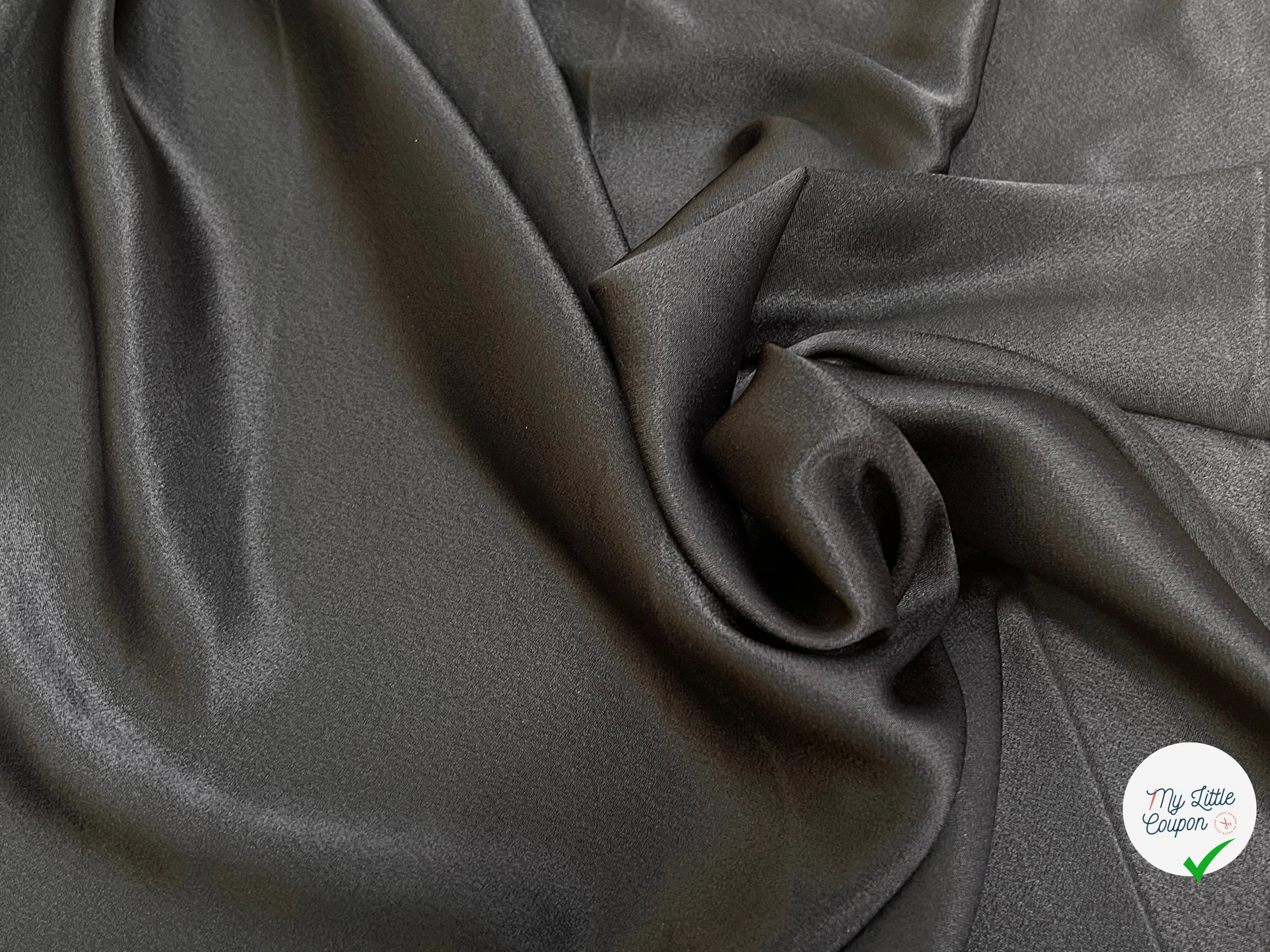 CREPE ENVERS SATIN 100% VISCOSE NOIR TOMBÉ FLUIDE - My Little Coupon