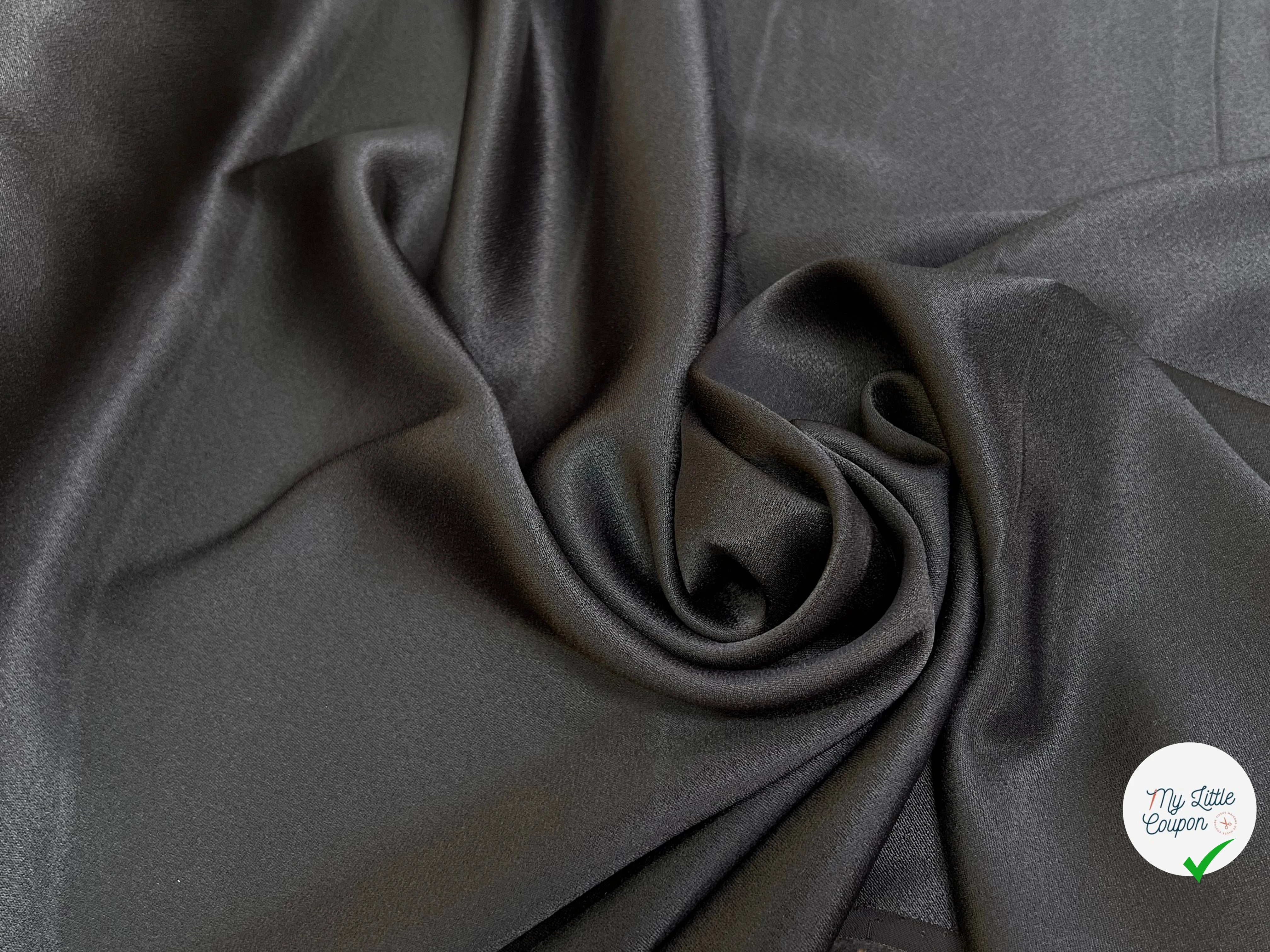 CREPE ENVERS SATIN 100% VISCOSE NOIR TOMBÉ FLUIDE - My Little Coupon
