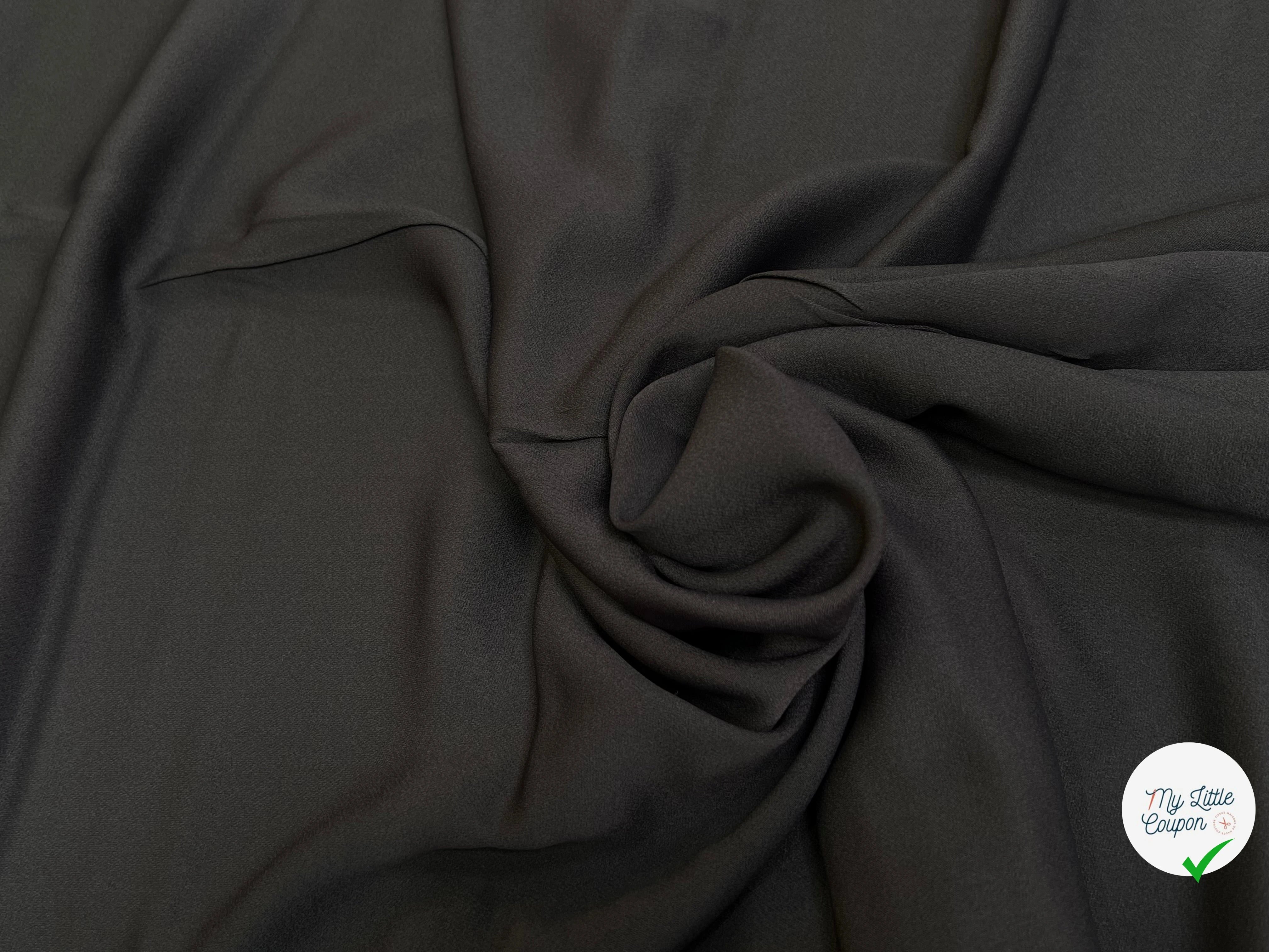 CREPE ENVERS SATIN ACETATE VISCOSE BLACK COFFEE PRESQUE MAT TOMBÉ SUBLIME - My Little Coupon
