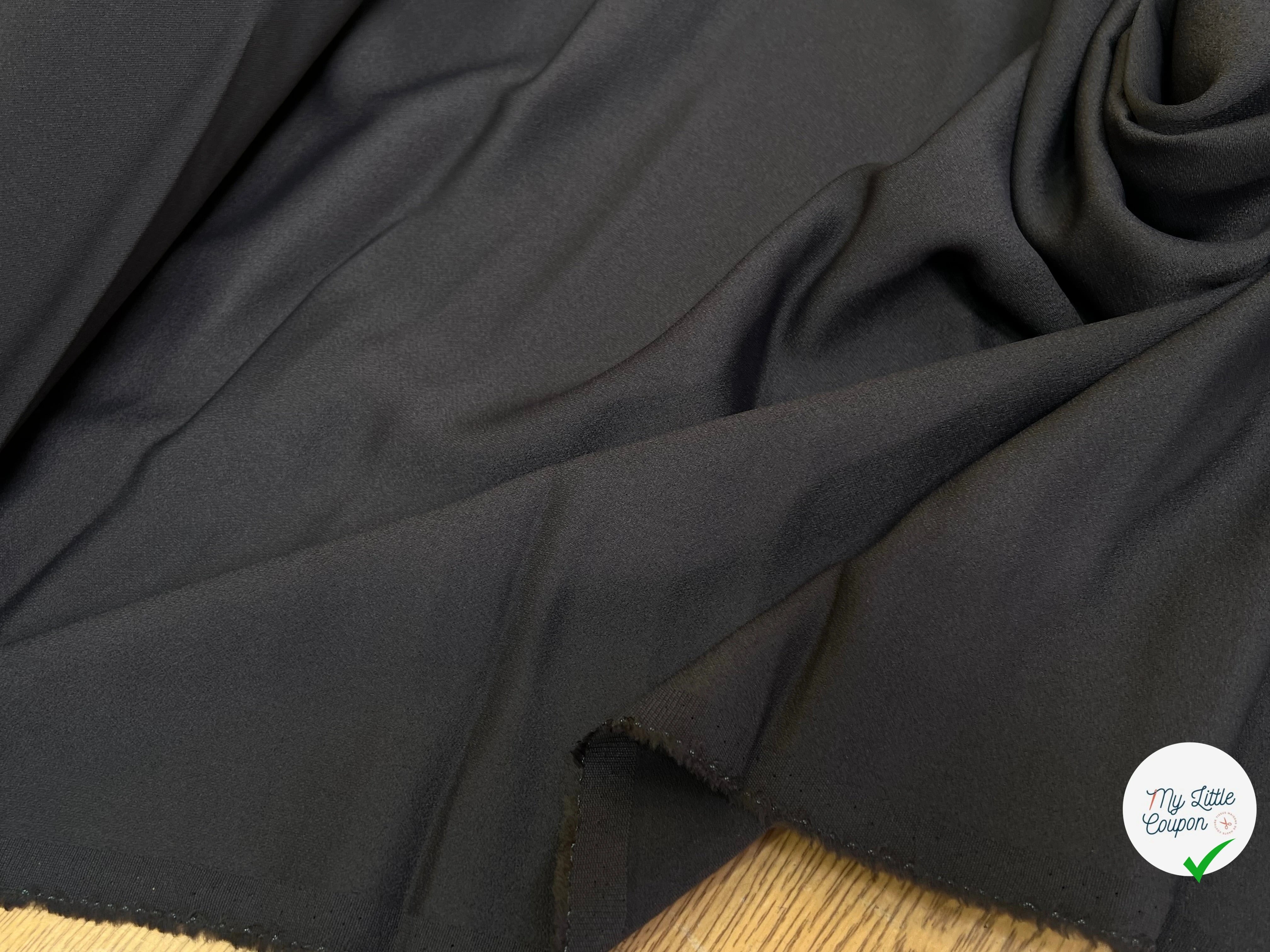 CREPE ENVERS SATIN ACETATE VISCOSE BLACK COFFEE PRESQUE MAT TOMBÉ SUBLIME - My Little Coupon
