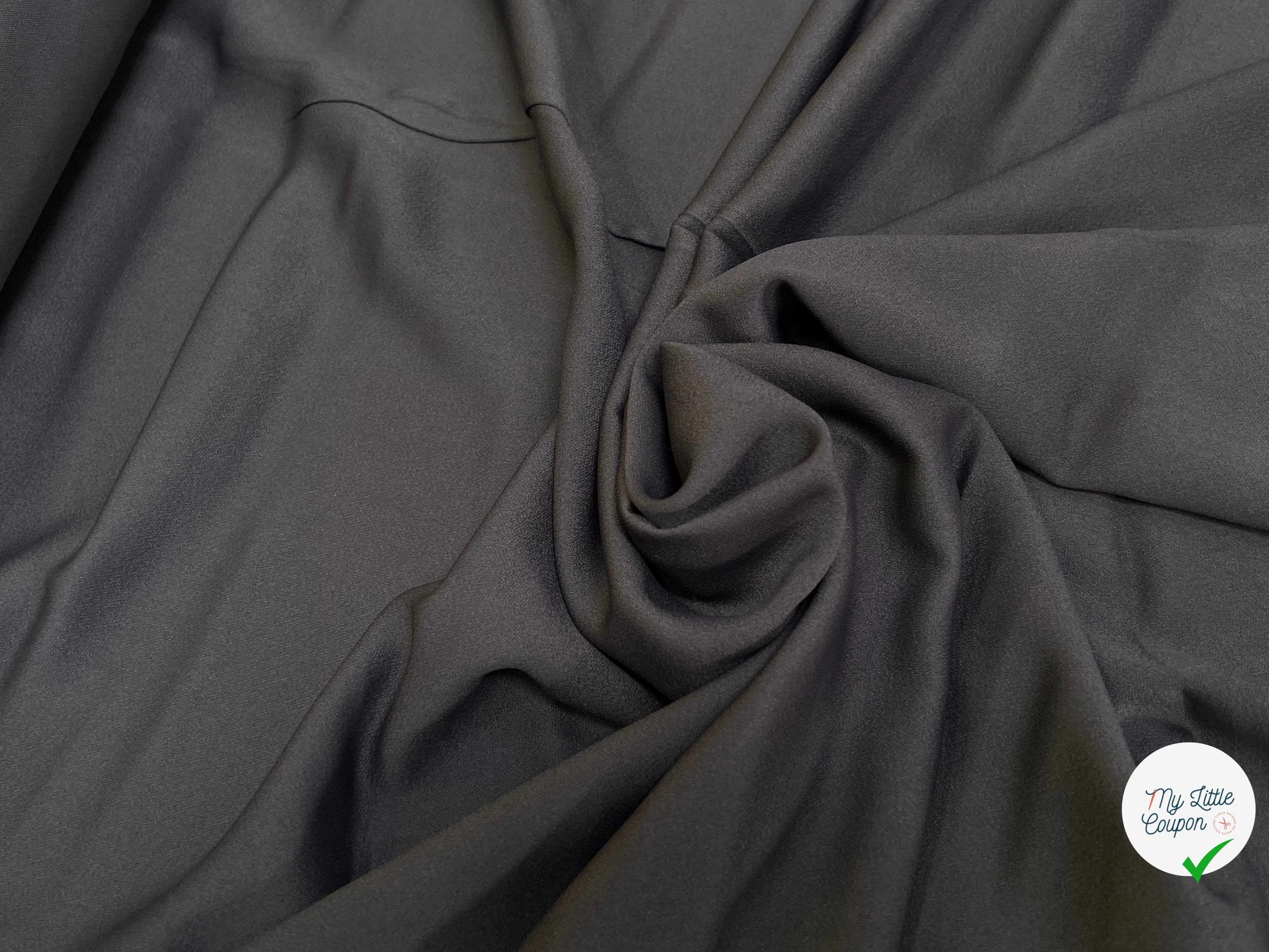 CREPE ENVERS SATIN ACETATE VISCOSE BLACK COFFEE PRESQUE MAT TOMBÉ SUBLIME - My Little Coupon