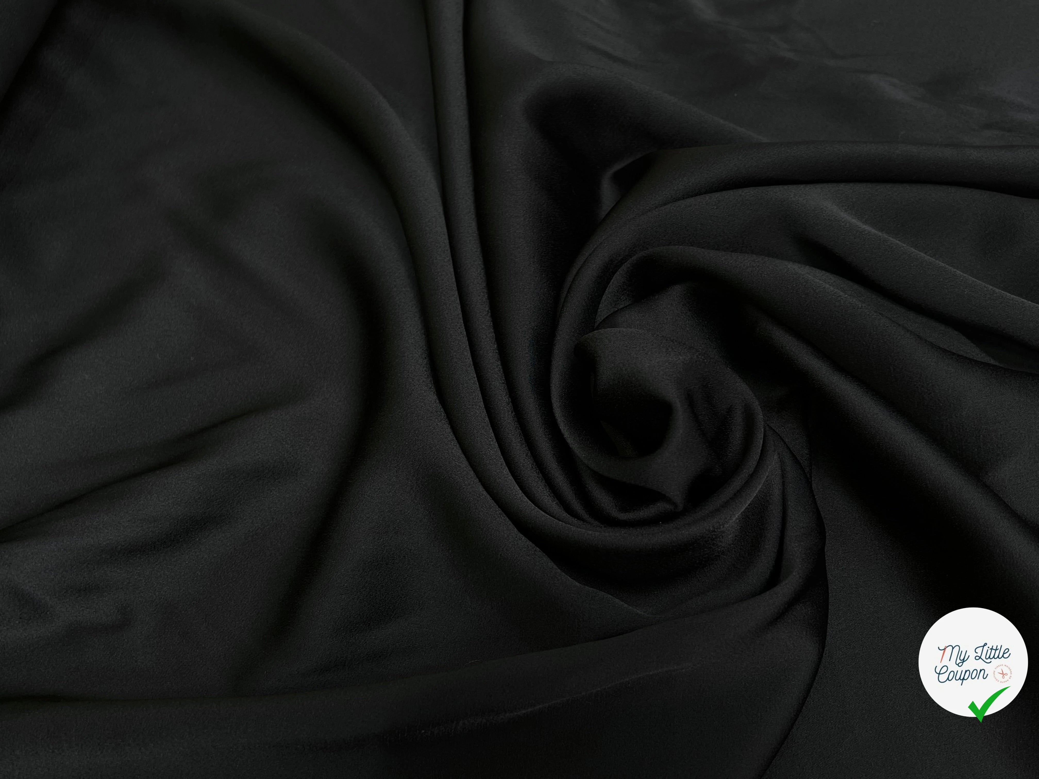CREPE ENVERS SATIN ACETATE VISCOSE TOMBÉ CHIC NOIR 27% VISCOSE - My Little Coupon