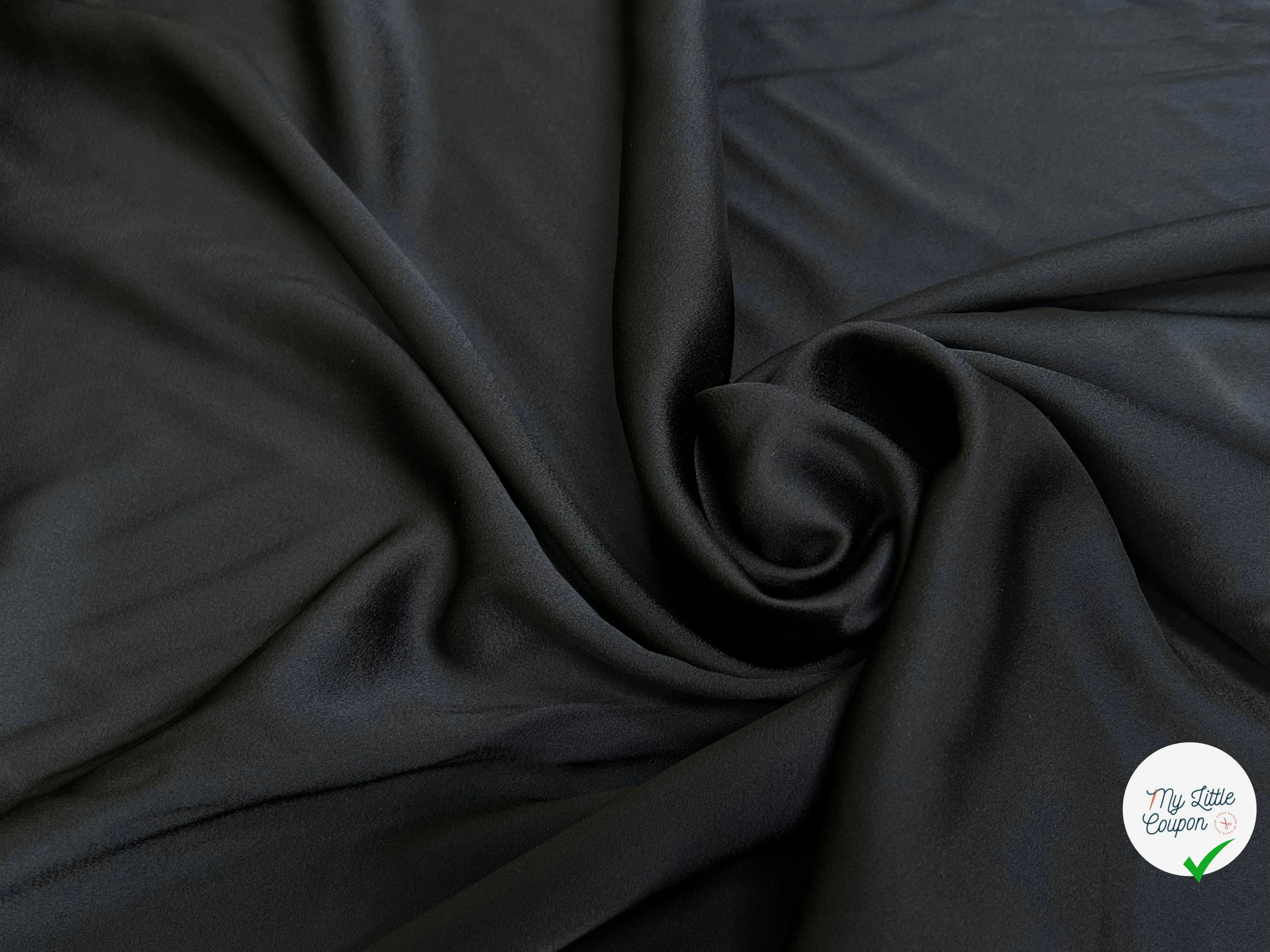 CREPE ENVERS SATIN ACETATE VISCOSE TOMBÉ CHIC NOIR 27% VISCOSE - My Little Coupon