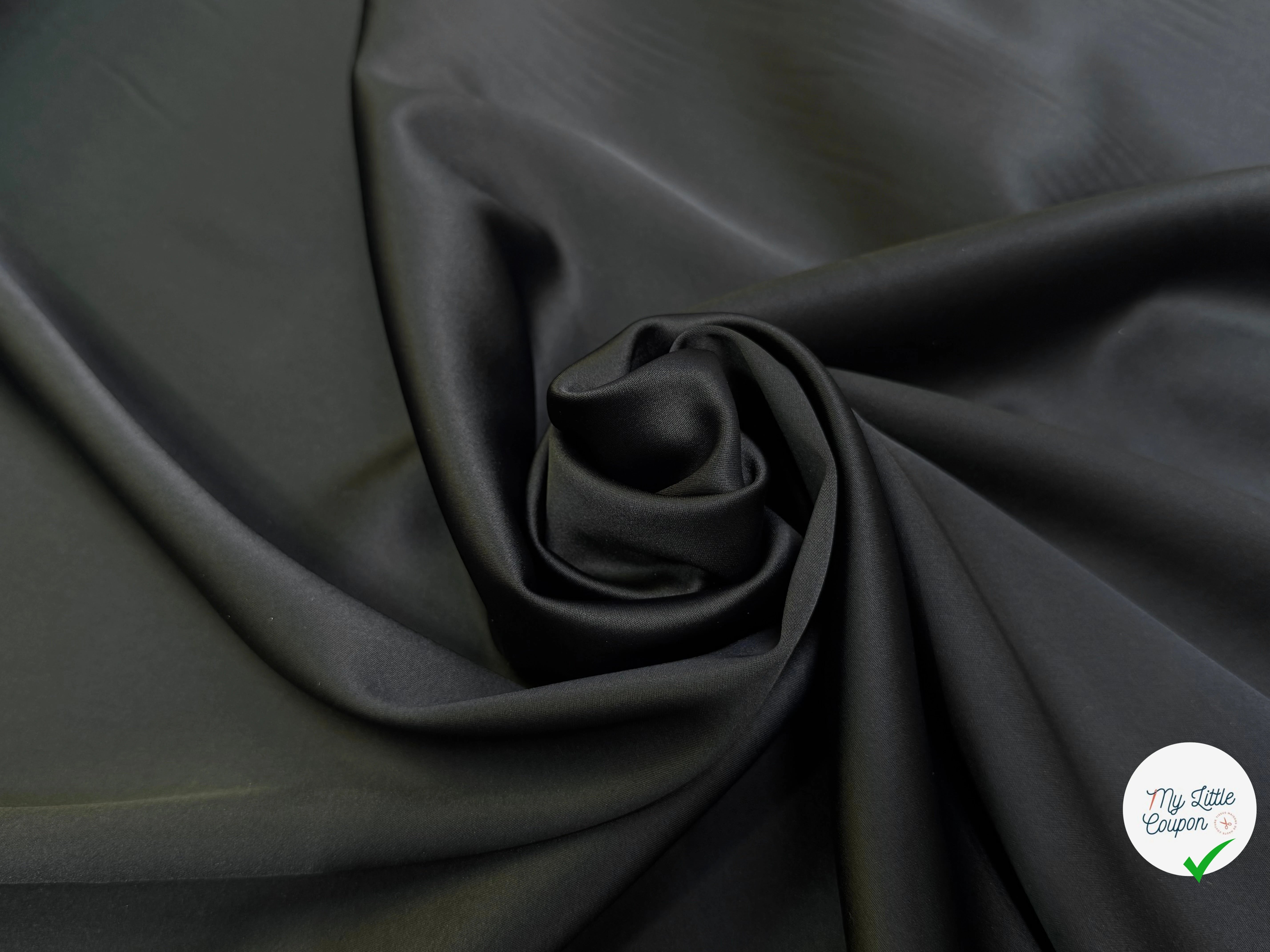 CREPE ENVERS SATIN ACETATE VISCOSE TRÈS BEAU TOMBÉ NOIR COUTURE - My Little Coupon
