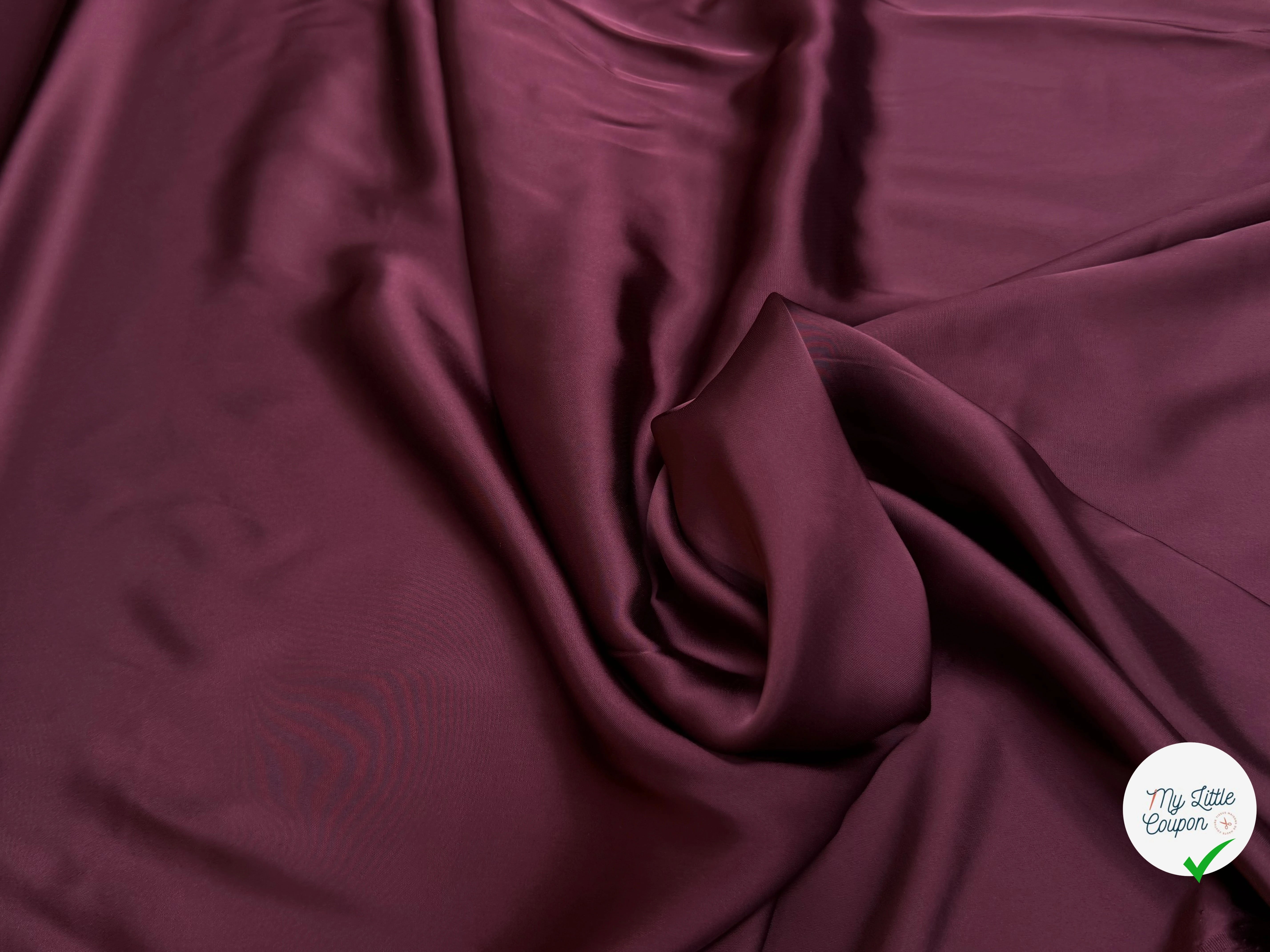 CREPE ENVERS SATIN FVISCOSE LUIDE BORDEAUX - My Little Coupon
