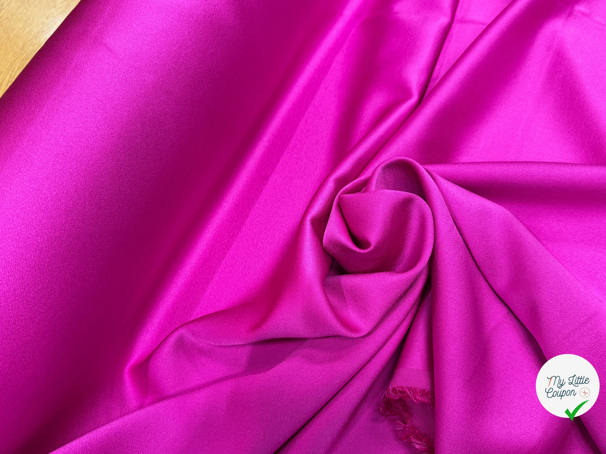CREPE ENVERS SATIN LOURD ACETATE VISCOSE ROSE FUSHIA ULTRA BEAU - My Little Coupon
