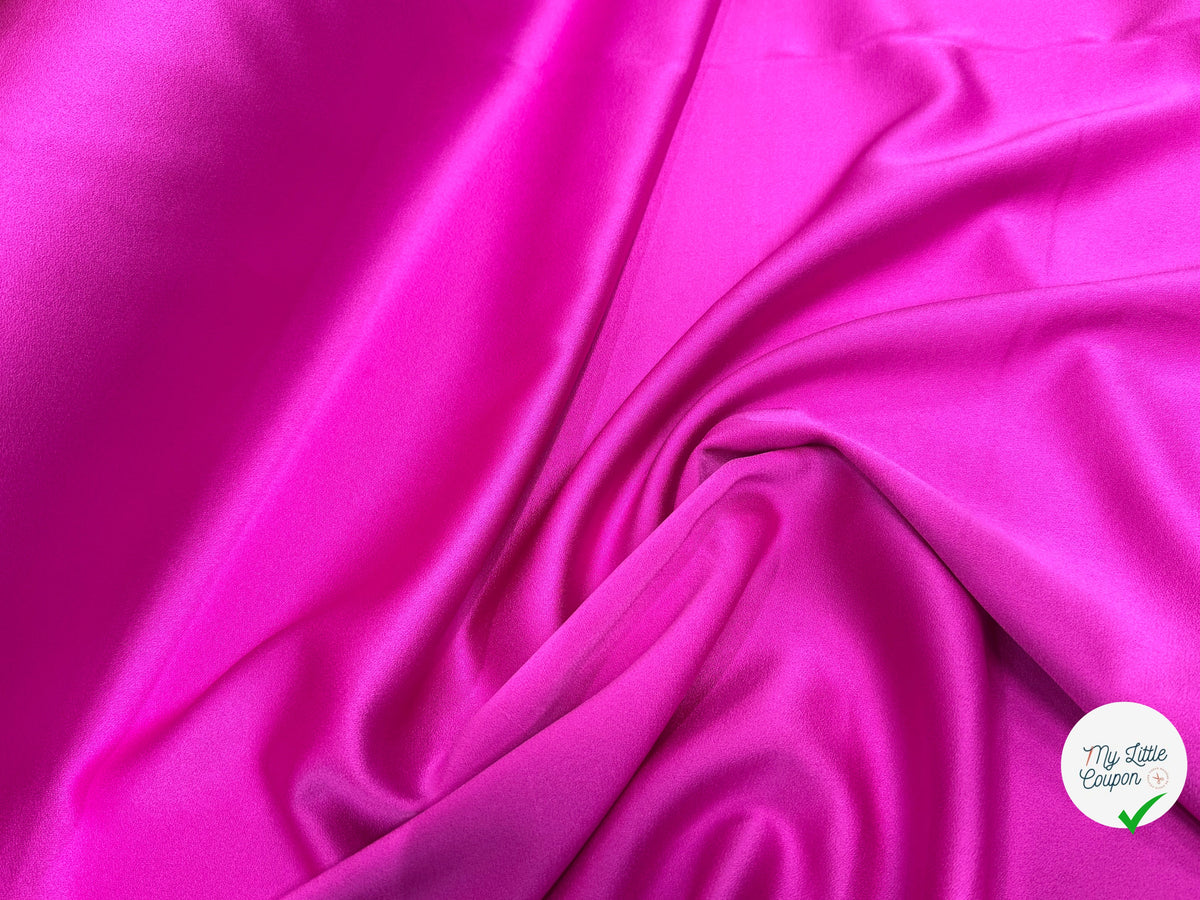 CREPE ENVERS SATIN LOURD ACETATE VISCOSE ROSE FUSHIA ULTRA BEAU - My Little Coupon