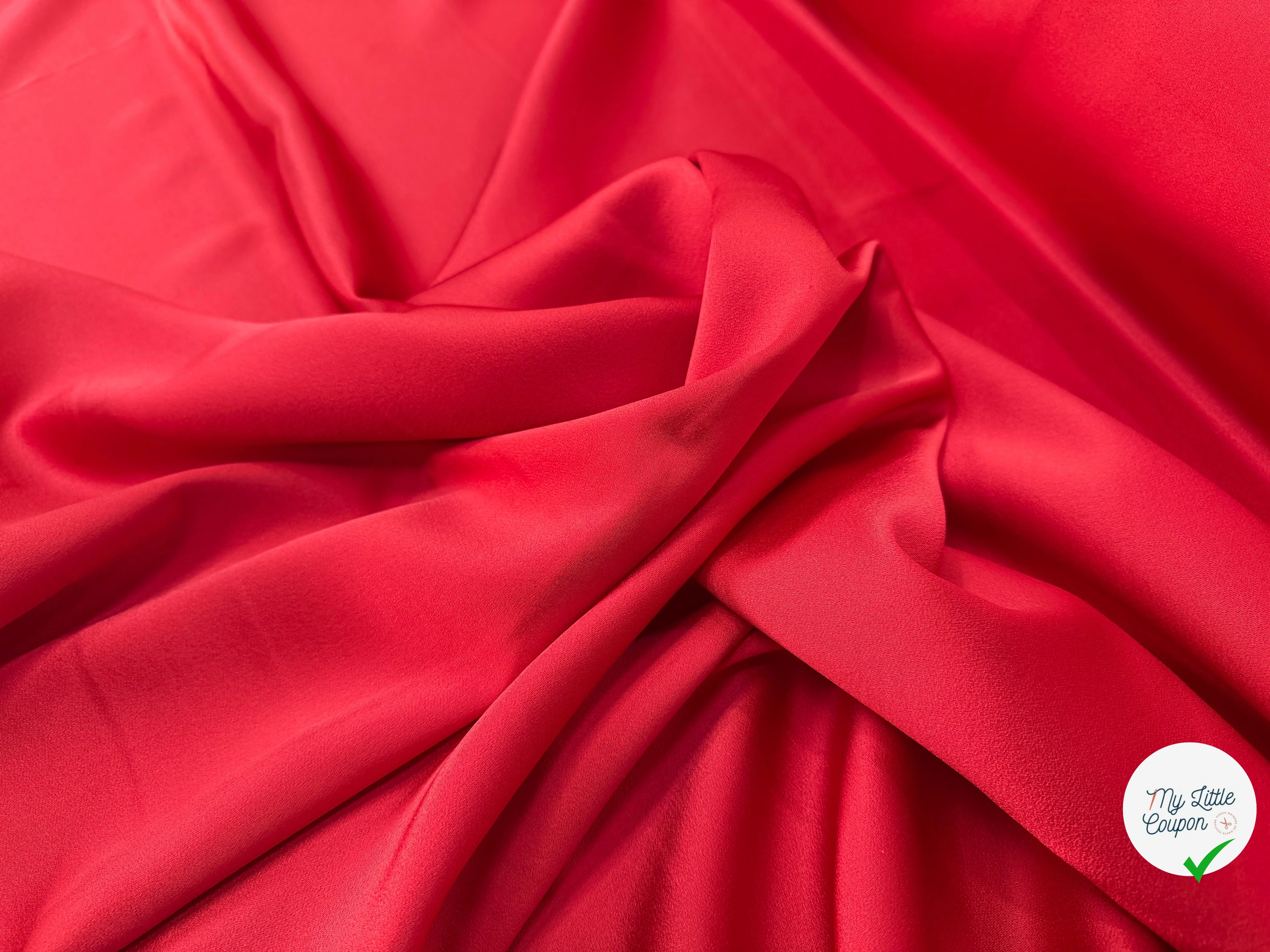 CREPE ENVERS SATIN MAT ROUGE ORANGE QUALITÉ HAUTE COUTURE - My Little Coupon