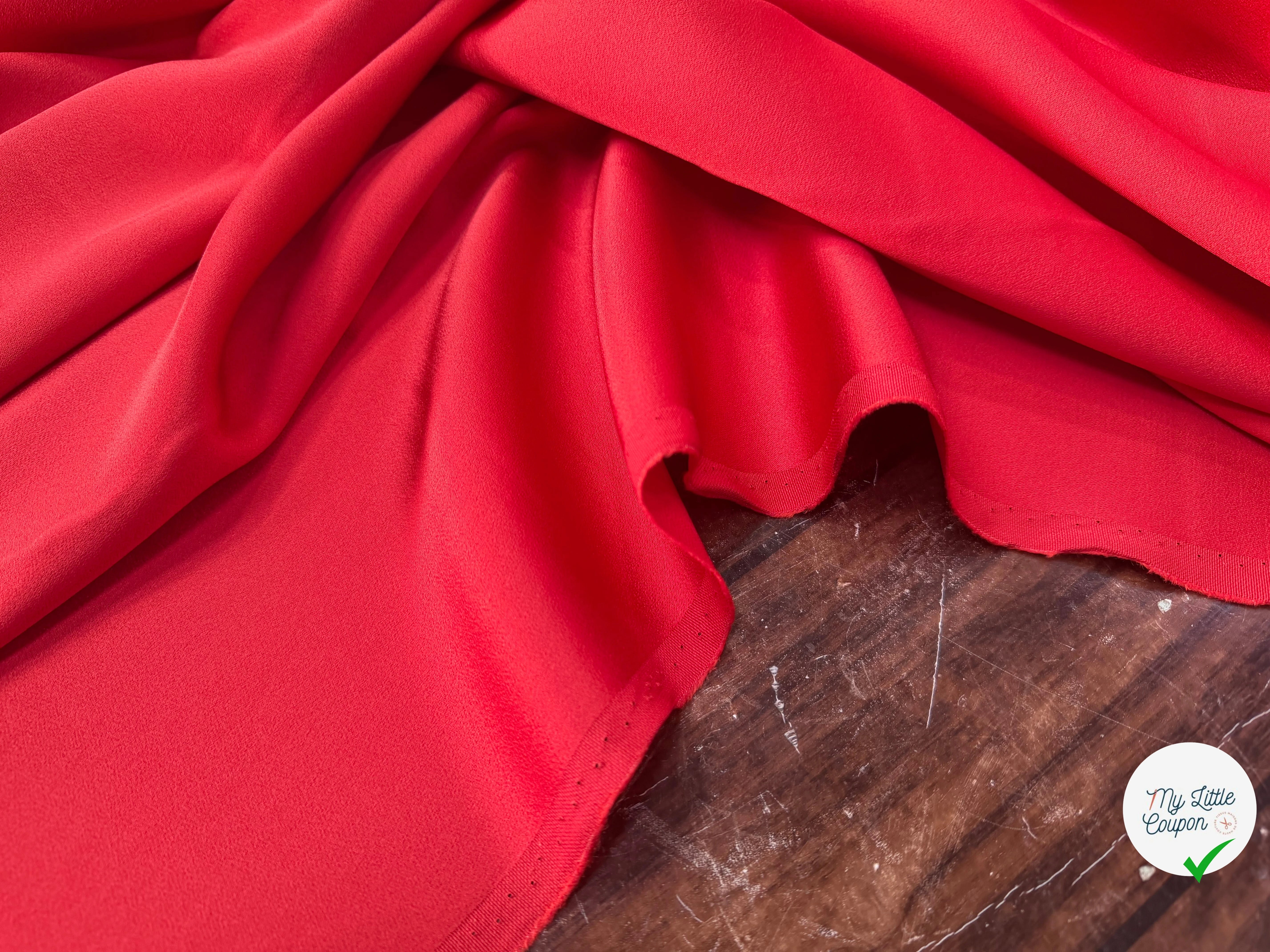 CREPE ENVERS SATIN MAT ROUGE ORANGE QUALITÉ HAUTE COUTURE - My Little Coupon