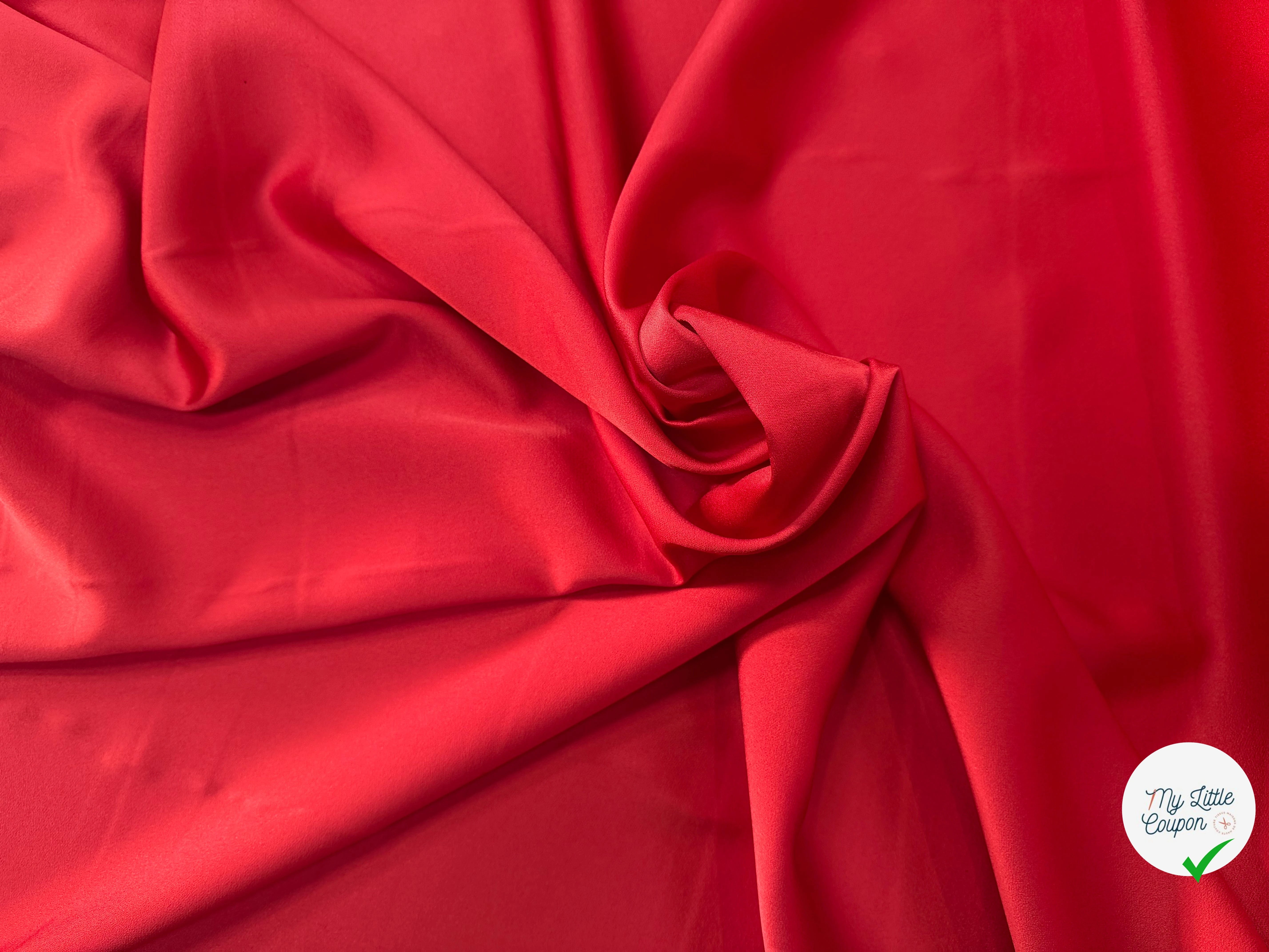 CREPE ENVERS SATIN MAT ROUGE ORANGE QUALITÉ HAUTE COUTURE - My Little Coupon