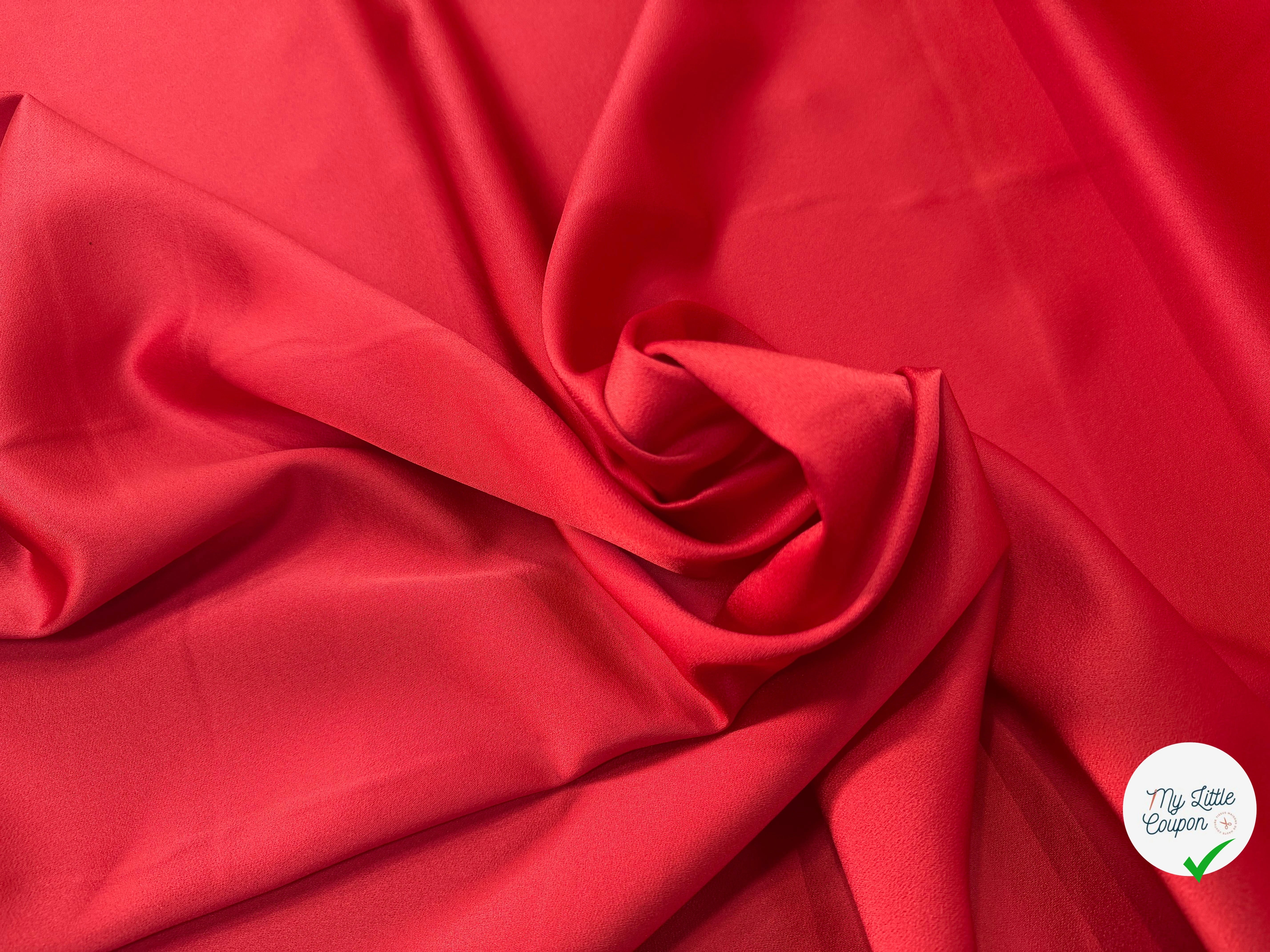 CREPE ENVERS SATIN MAT ROUGE ORANGE QUALITÉ HAUTE COUTURE - My Little Coupon