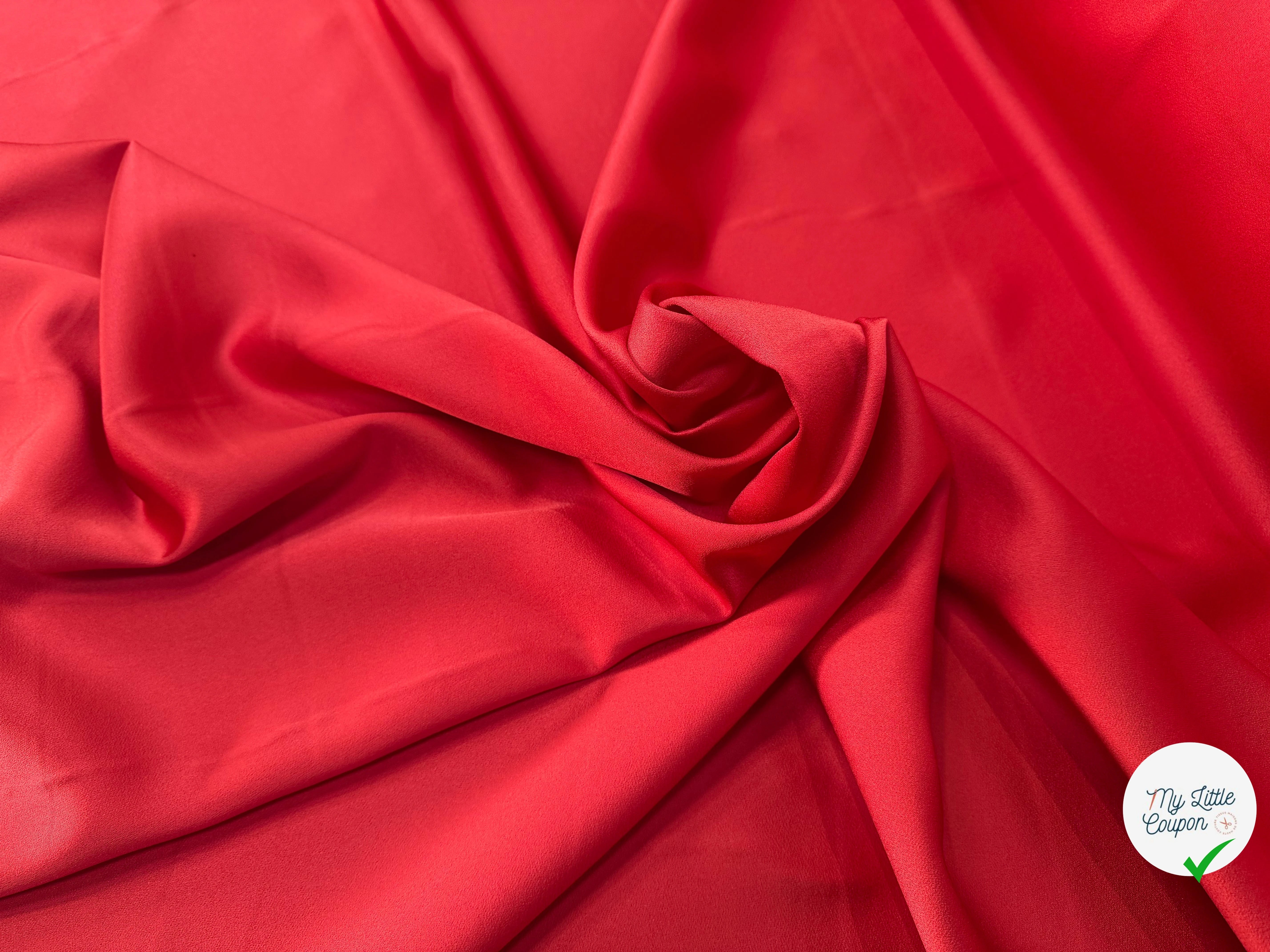 CREPE ENVERS SATIN MAT ROUGE ORANGE QUALITÉ HAUTE COUTURE - My Little Coupon