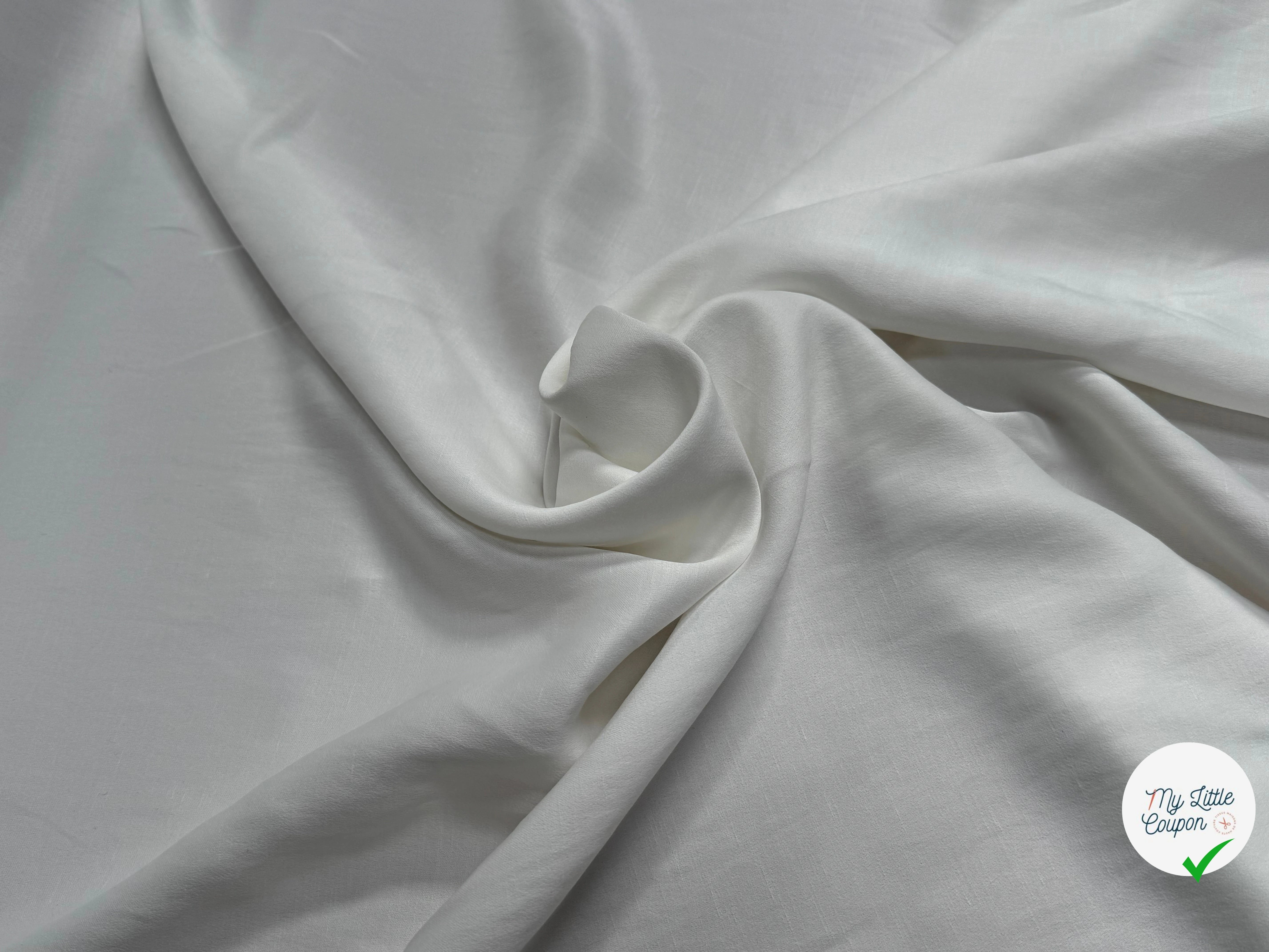 CREPE ENVERS SATIN TEXTURÉ SHANTUNG 100% VISCOSE BLANC BEAU TOMBÉ - My Little Coupon