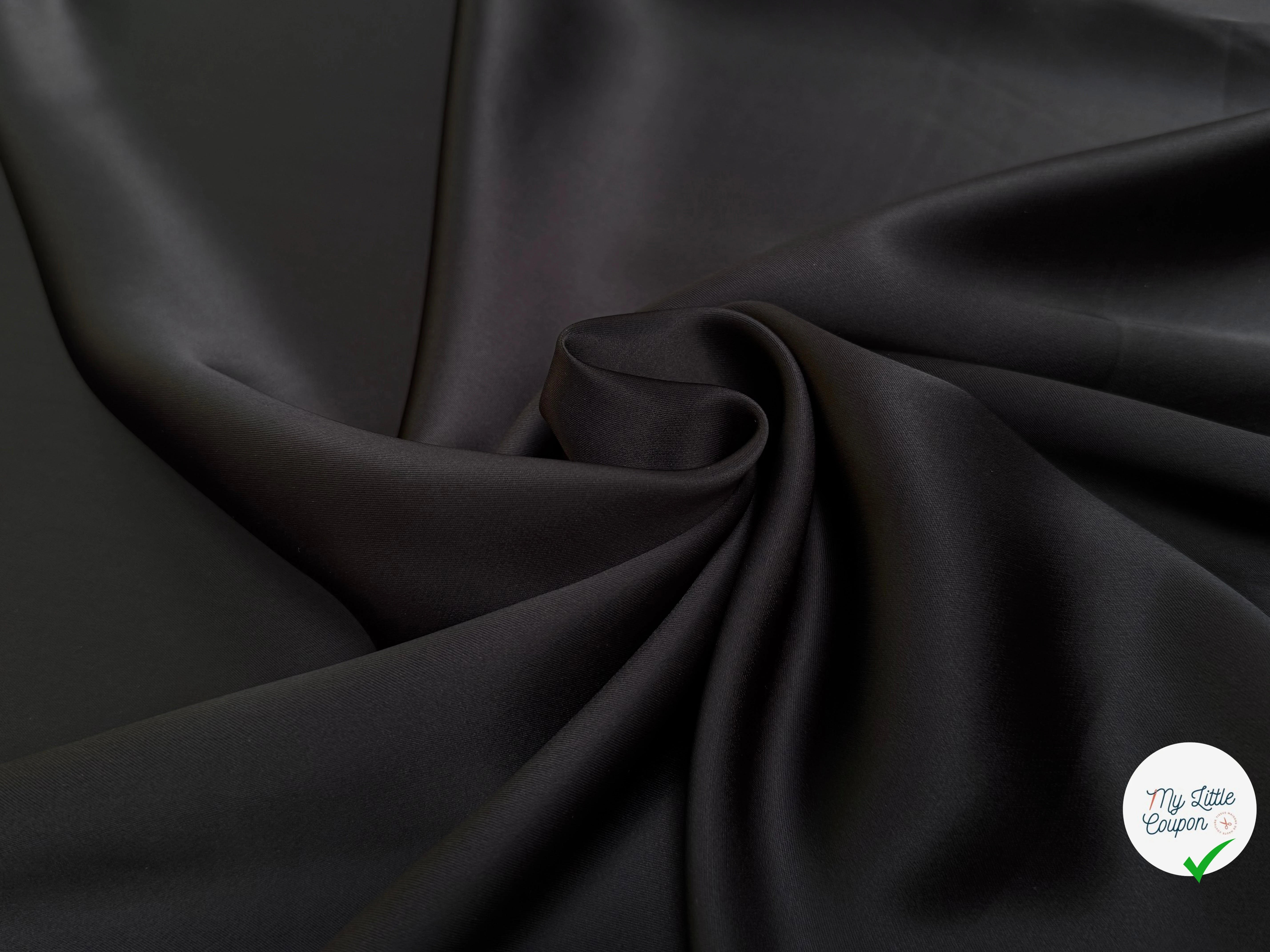 CREPE ENVERS SATIN VISCOSE BEAU TOMBÉ BROWN NOIR - My Little Coupon