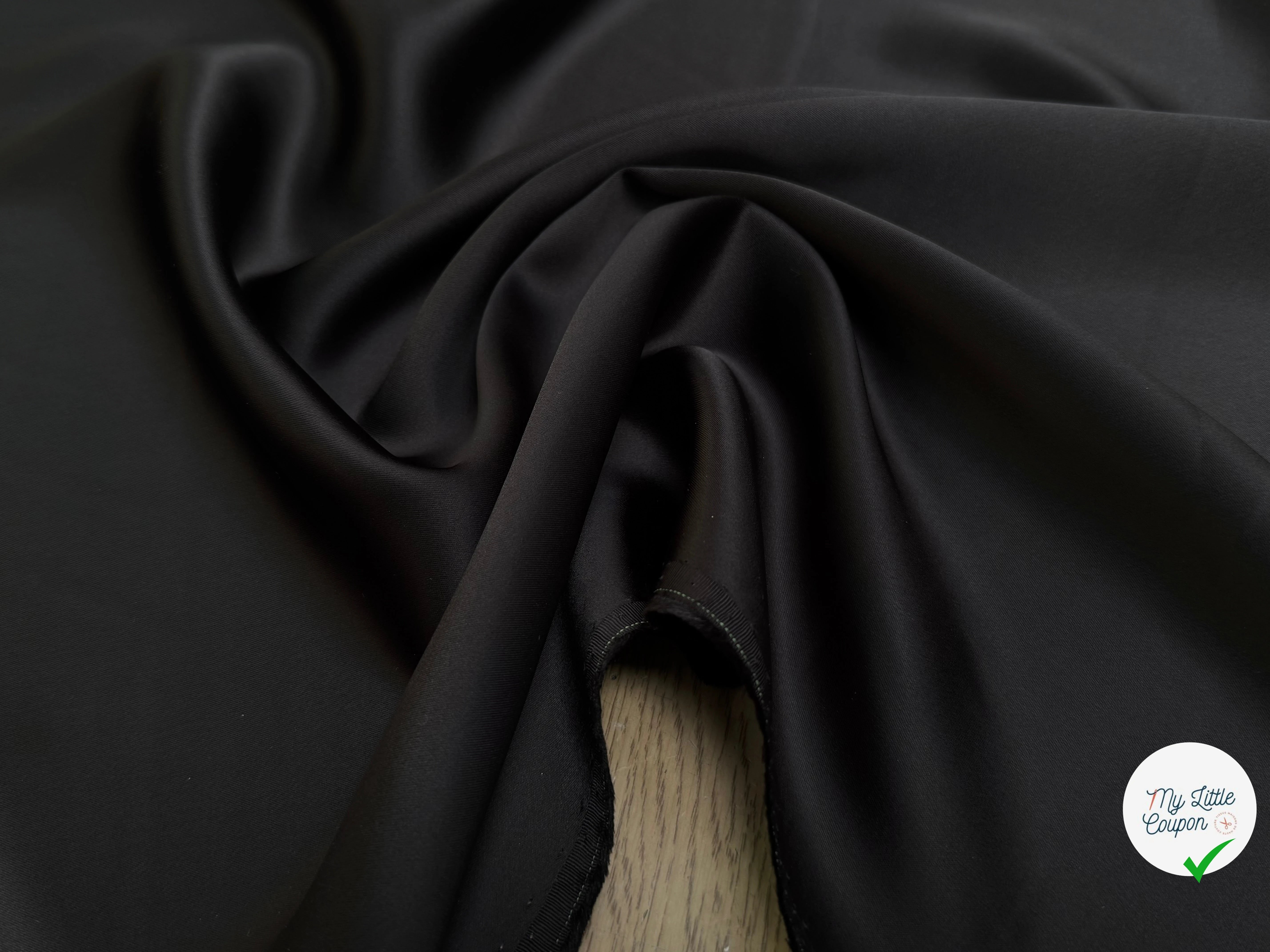 CREPE ENVERS SATIN VISCOSE BEAU TOMBÉ BROWN NOIR - My Little Coupon